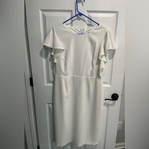 ASOS white ruffle midi dress, size 12